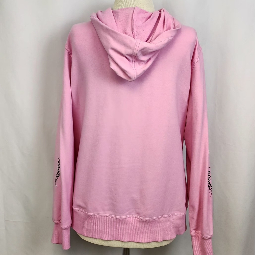 Women's Christine Alexander Pastel Pink Zip Up Hoodie w/ Bling Size 1X - Picture 4 of 5